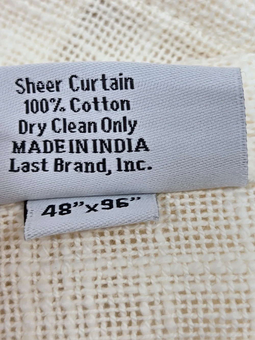 QUINCE Set Of 2 48x96 Cotton Sheer Curtains Ivory 0744